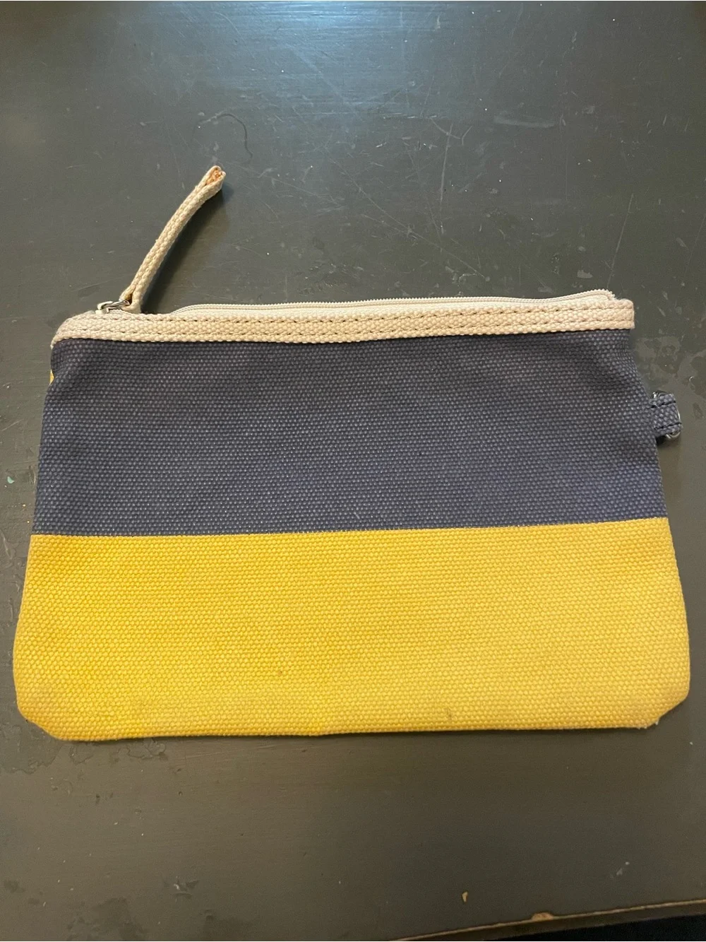 Canvas Zip Pouch in Yellow and Navy make up bag electronics bag sailing boating